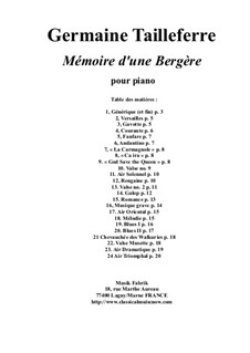 Mémoire d'une bergère (Autobiography of an Armchair) for piano: Mémoire d'une bergère (Autobiography of an Armchair) for piano by Germaine Tailleferre