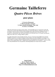 Quatre Pièces Brèves pour piano: Quatre Pièces Brèves pour piano by Germaine Tailleferre