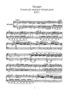 Sonata for Piano Four Hands in C Major , K.521: partes by Wolfgang Amadeus Mozart