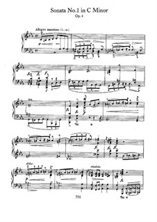 Sonata for Piano No.1 in C Minor, Op.4: para um único musico (Editado por H. Bulow) by Frédéric Chopin