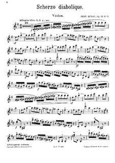 5 Morceaux caracteristiques, Op.51: No.5 Scherzo diabolique – violin part by Jenö Hubay