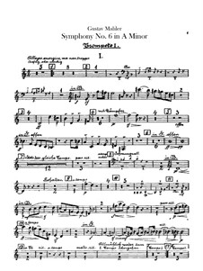 Symphony No.6 in A Minor 'Tragic': parte trompetas by Gustav Mahler