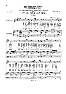 Zufriedenheit, K.349: Partitur by Wolfgang Amadeus Mozart