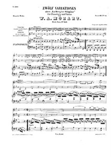 Variations 'La bergere Celimene' for Violin and Piano: Score by Wolfgang Amadeus Mozart