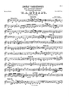 Variations 'La bergere Celimene' for Violin and Piano: Parte de solo by Wolfgang Amadeus Mozart