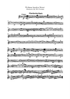 Overture: parte clarinetas by Wolfgang Amadeus Mozart
