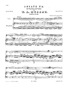 Sonata for Violin and Piano in B Flat Major, K.372: Allegro – score by Wolfgang Amadeus Mozart