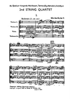 String Quartet No.2, Sz.67: partitura completa by Béla Bartók