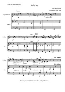 Adelita: For english horn and piano by Francisco Tárrega