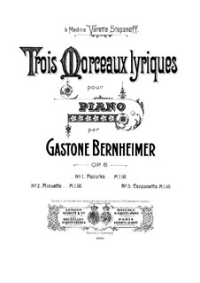 3 Morceaux lyriques, No.3 Mazurka, Op.6: 3 Morceaux lyriques, No.3 Mazurka by Gastone Bernheimer