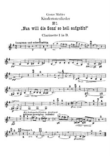 Kindertotenlieder (Songs on the Death of Children): parte clarinetas by Gustav Mahler