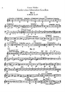Lieder eines fahrenden Gesellen (Songs of a Wayfarer): For voice and orchestra – french horns parts by Gustav Mahler