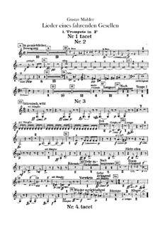 Lieder eines fahrenden Gesellen (Songs of a Wayfarer): For voice and orchestra – trumpets part by Gustav Mahler