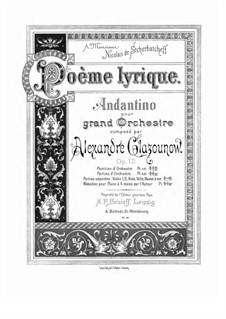 Poème lyrique (Lyric Poem), Op.12: para piano de quadro mãos by Alexander Glazunov