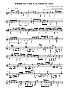 Diferencias sobre 'Guardame las vacas': Para Guitarra by Luys de Narvaez