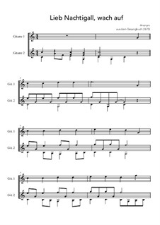 Lieb Nachtigall, wach auf, Op.164: Für Treble clef instrument und Gitarre by Unknown (works before 1850)