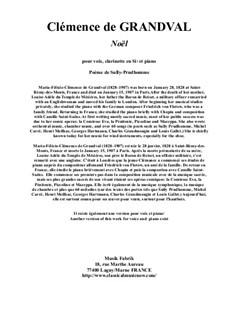 Noël: For medium voice, Bb clarinet and piano by Marie Grandval