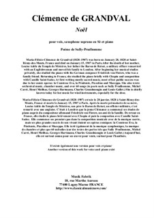 Noël: For medium voice, Bb soprano saxophone and piano by Marie Grandval
