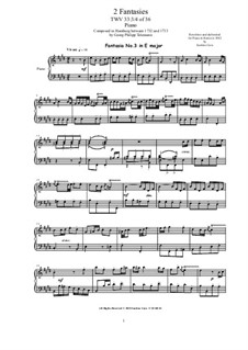 Thirty six Fantasias for Harpsichord, TWV 33: Fantasies No.3-4 by Georg Philipp Telemann
