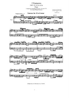 Thirty six Fantasias for Harpsichord, TWV 33: Fantasies No.15-16 by Georg Philipp Telemann