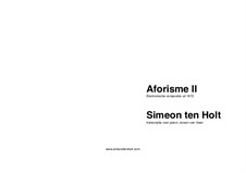 Aforisme II: Aforisme II by Simeon ten Holt