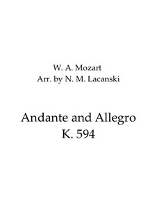 Fantasia for Mechanical Organ in F Minor, K.594: Andante and Allegro, for string quartet by Wolfgang Amadeus Mozart