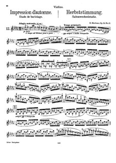 Vingt-quatre Caprices d'execution transcendante for violin and piano, Op.25: No.12 Impression d'automne – score by Henri Marteau