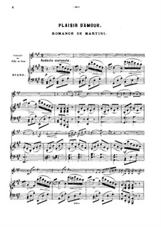 Plaisir d’Amour (The Joys of Love): para violino (ou flauta, ou violoncelo) e piano by Jean Paul Egide Martini