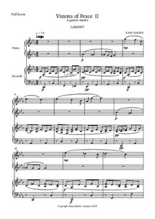 Visions of Peace II - Lament: para piano de quadro mãos by Hans Bakker