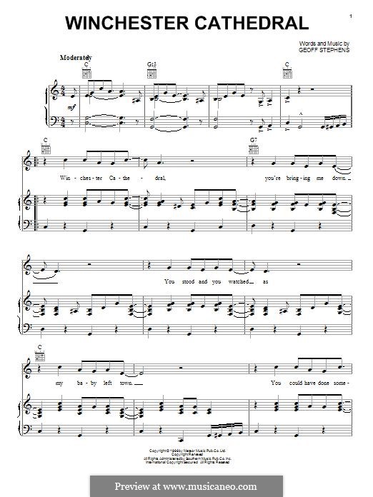 Winchester Cathedral (The New Vaudeville Band): Para vocais e piano (ou Guitarra) by Geoff Stephens