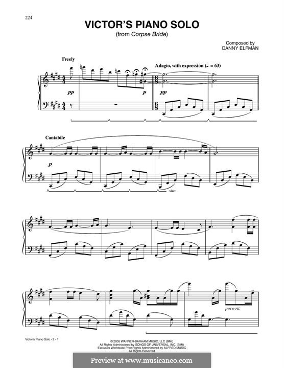 Victor's Piano Solo (from Corpse Bride): Para Piano by Danny Elfman