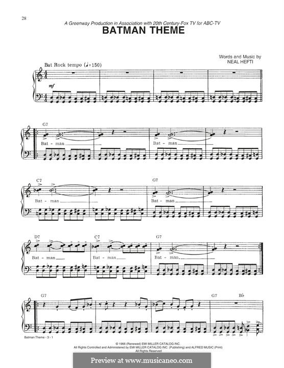 Batman Theme: Para vocais e piano by Neal Hefti