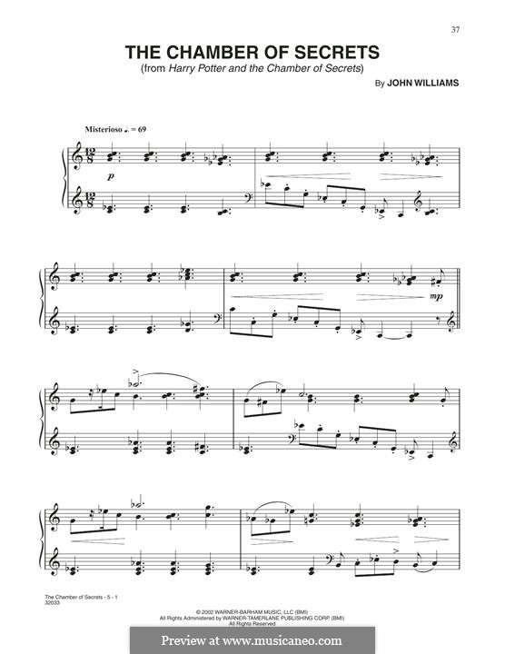 The Chamber of Secrets (from Harry Potter): Para Piano by John Williams