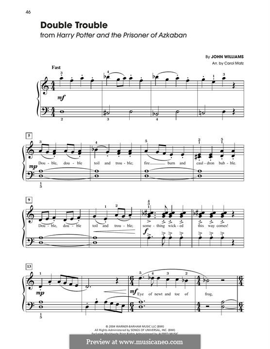 Double Trouble (from Harry Potter): Para Piano by John Williams
