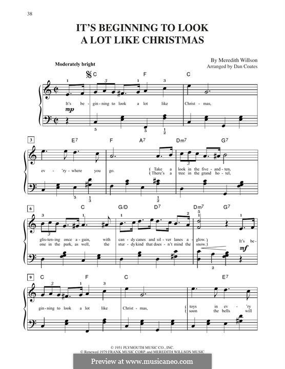 It's Beginning to Look a Lot Like Christmas (Perry Como): Para Piano by Meredith Willson
