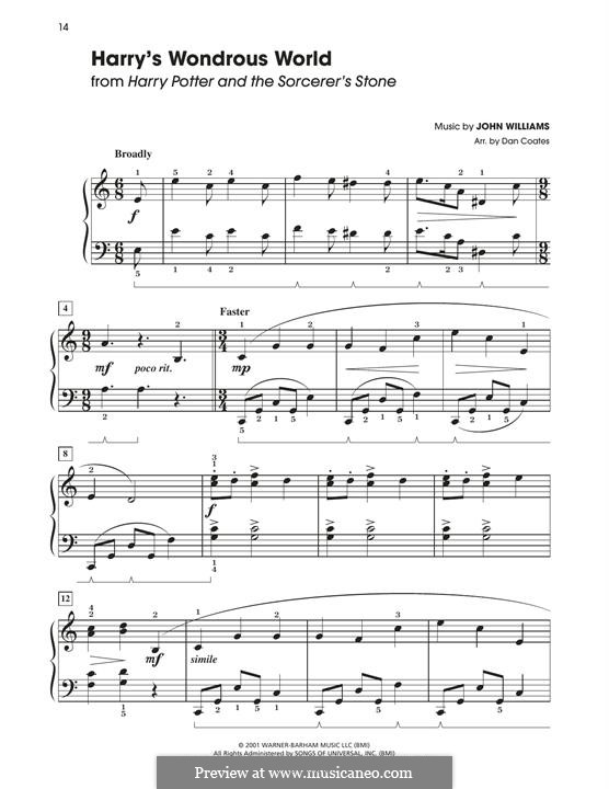 Harry's Wondrous World (from Harry Potter): Para Piano by John Williams