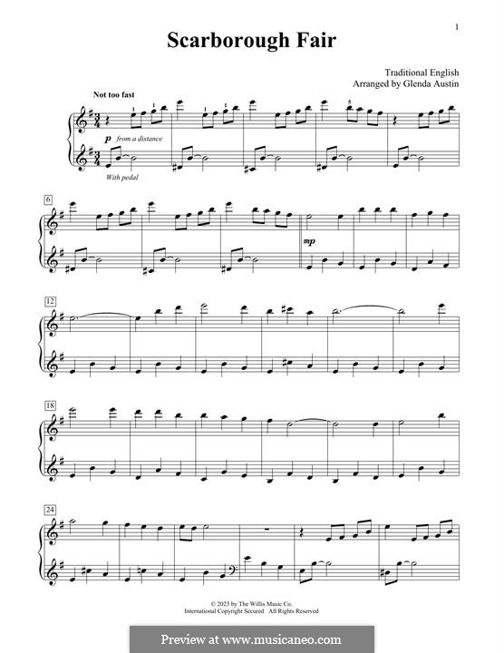 Scarborough Fair (Ptintable scores): Para Piano by folklore