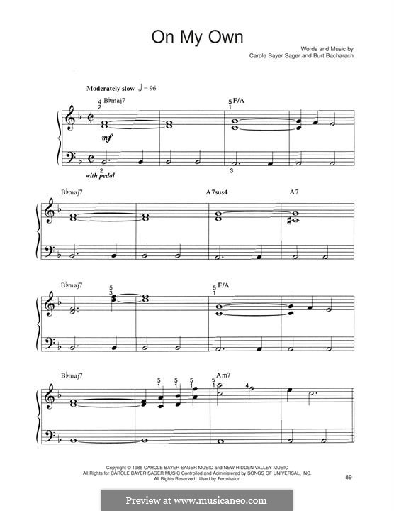 On My Own: Para Piano by Burt Bacharach, Carole Bayer Sager