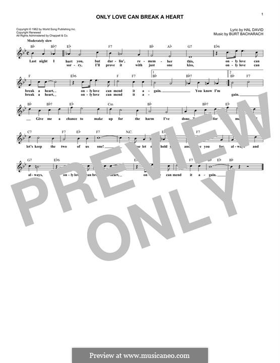 Only Love Can Break A Heart (Gene Pitney): para teclado by Burt Bacharach