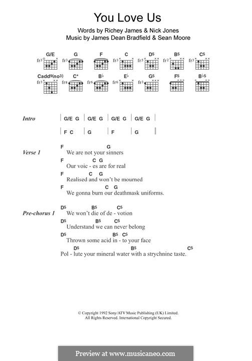 You Love Us (The Manic Street Preachers): Para Guitarra by James Dean Bradfield, Sean Moore