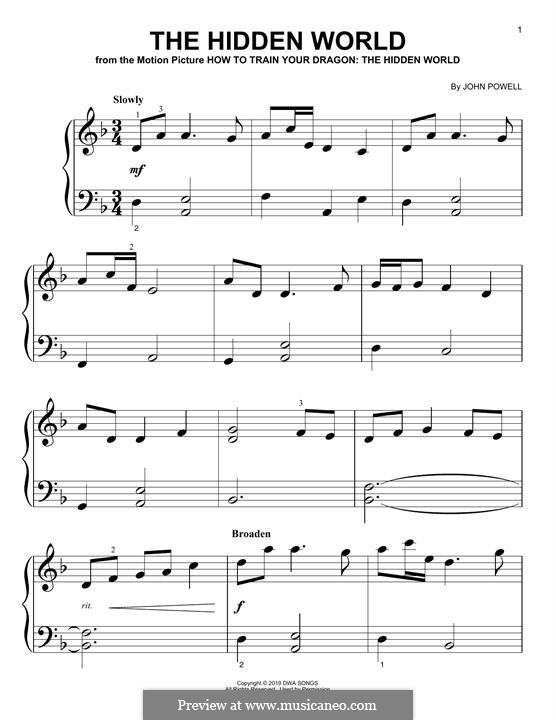 The Hidden World (from How to Train Your Dragon: The Hidden World): Facil para o piano by John Powell