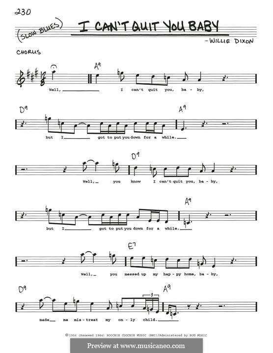 I Can't Quit You Baby (Otis Rush): melodia by Willie Dixon
