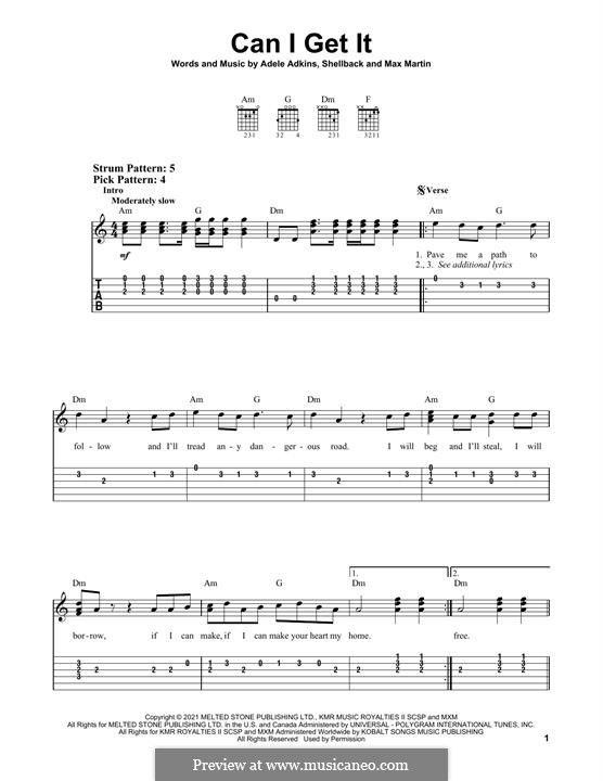 Can I Get It (Adele): Para guitarra com guia by Shellback, Max Martin