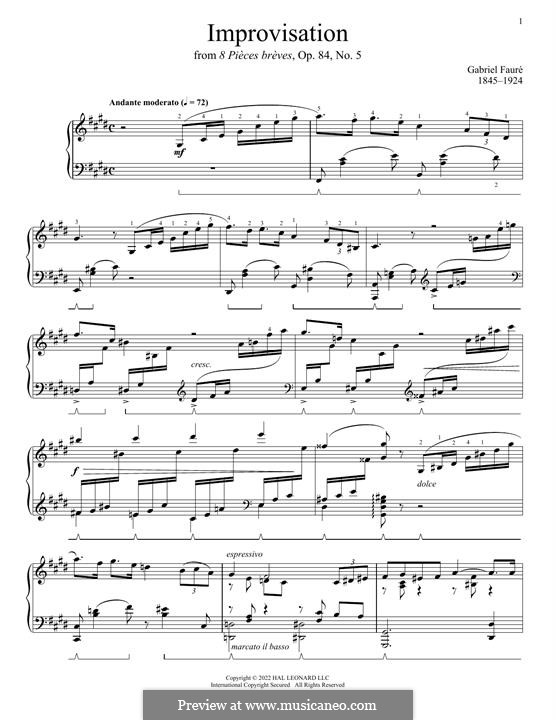 Huit pièces brèves (Eight Short Pieces), Op.84: No.5 Improvisation by Gabriel Fauré