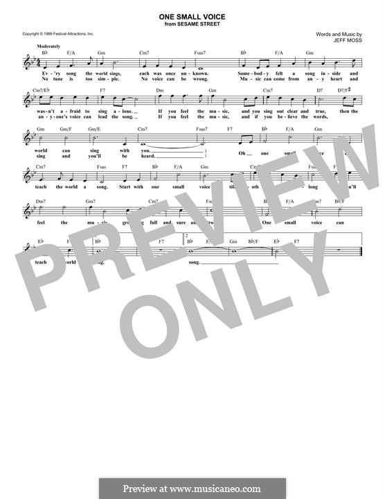 One Small Voice (from Sesame Street): para teclado by Jeff Moss
