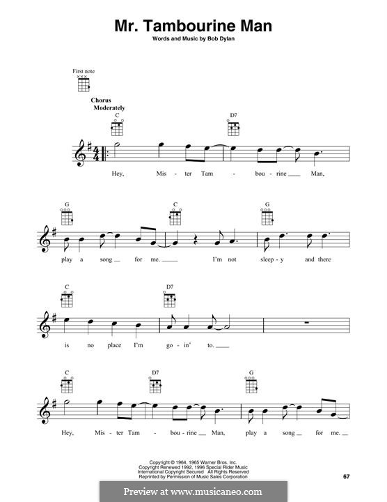 Mr. Tambourine Man: para ukulele by Bob Dylan