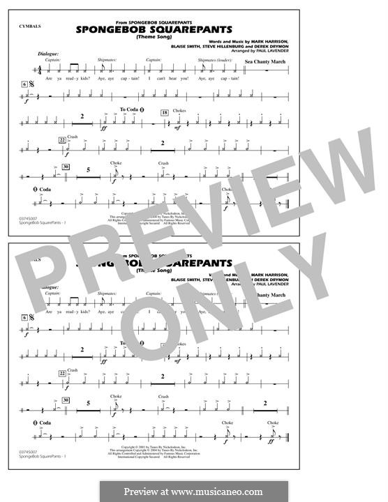 SpongeBob SquarePants Theme Song: peça de pratos by Blaise Smith, Derek Drymon, Mark Harrison, Steve Hillenburg