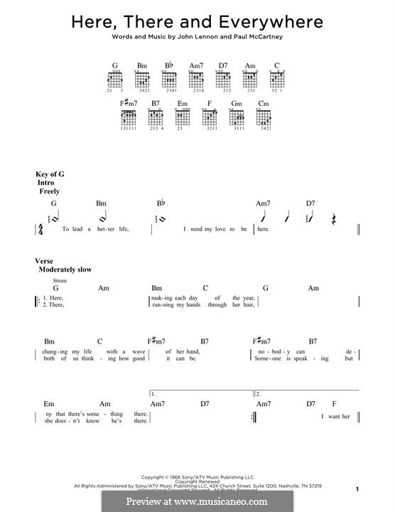 Here, There and Everywhere (The Beatles): Para Guitarra by John Lennon, Paul McCartney