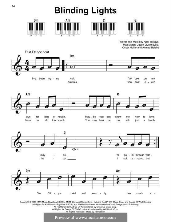 Blinding Lights (The Weeknd): Facil para o piano by Max Martin, Abel Tesfaye, Ahmad Balshe, Jason Quenneville, Oscar Holter