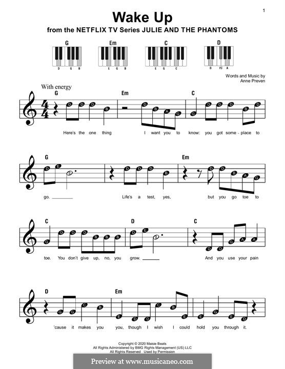 Wake Up (from Julie and the Phantoms): Facil para o piano by Anne Preven